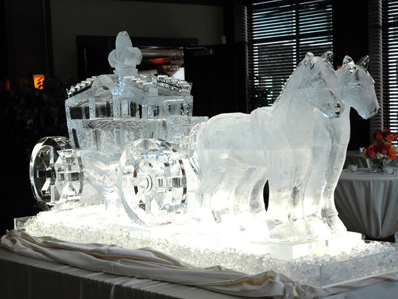 carruaje con caballos en hielo 