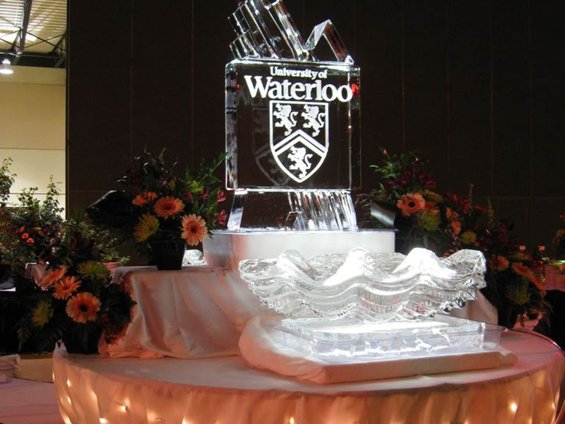 Esculturas de hielo con logo empresarial | escudos en hielo